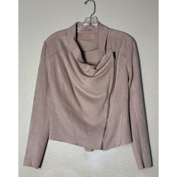 Blank NYC Jackets & Blazers - BlankNYC Size S Dusty Pink Faux Micro Suede Draped Moto Zip Jacket